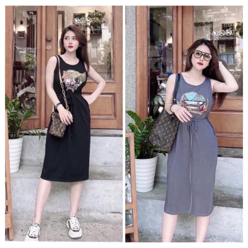 Váy sát nách kèm dây đai vải , Đầm maxi, Đầm thể thao
