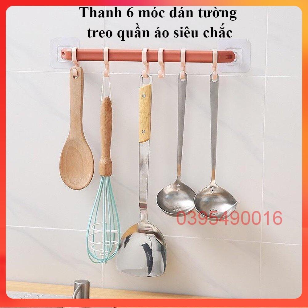 Thanh 6 móc dán tường treo quần áo siêu chắc Móc treo nhà tắm nhà bếp siêu dính không khoan đục thông minh tiện lợi