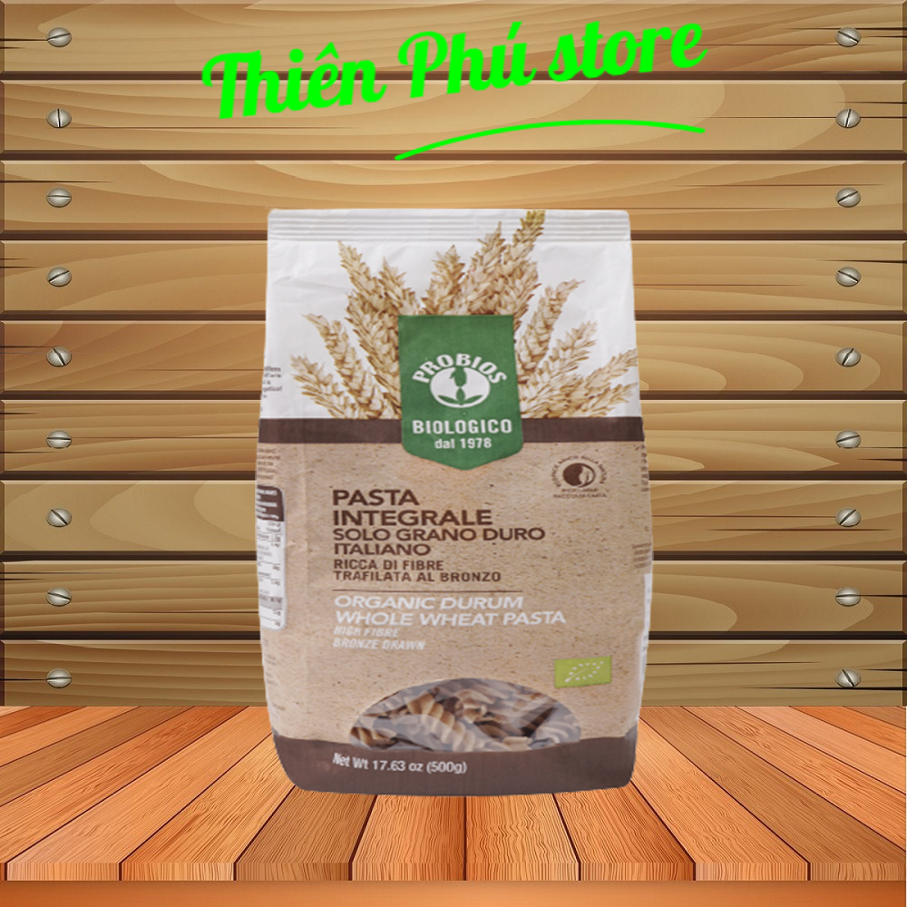 Nui Xoắn Nguyên Cám Hữu Cơ 500g Probios Organic Durum Whole Wheat Fusilli