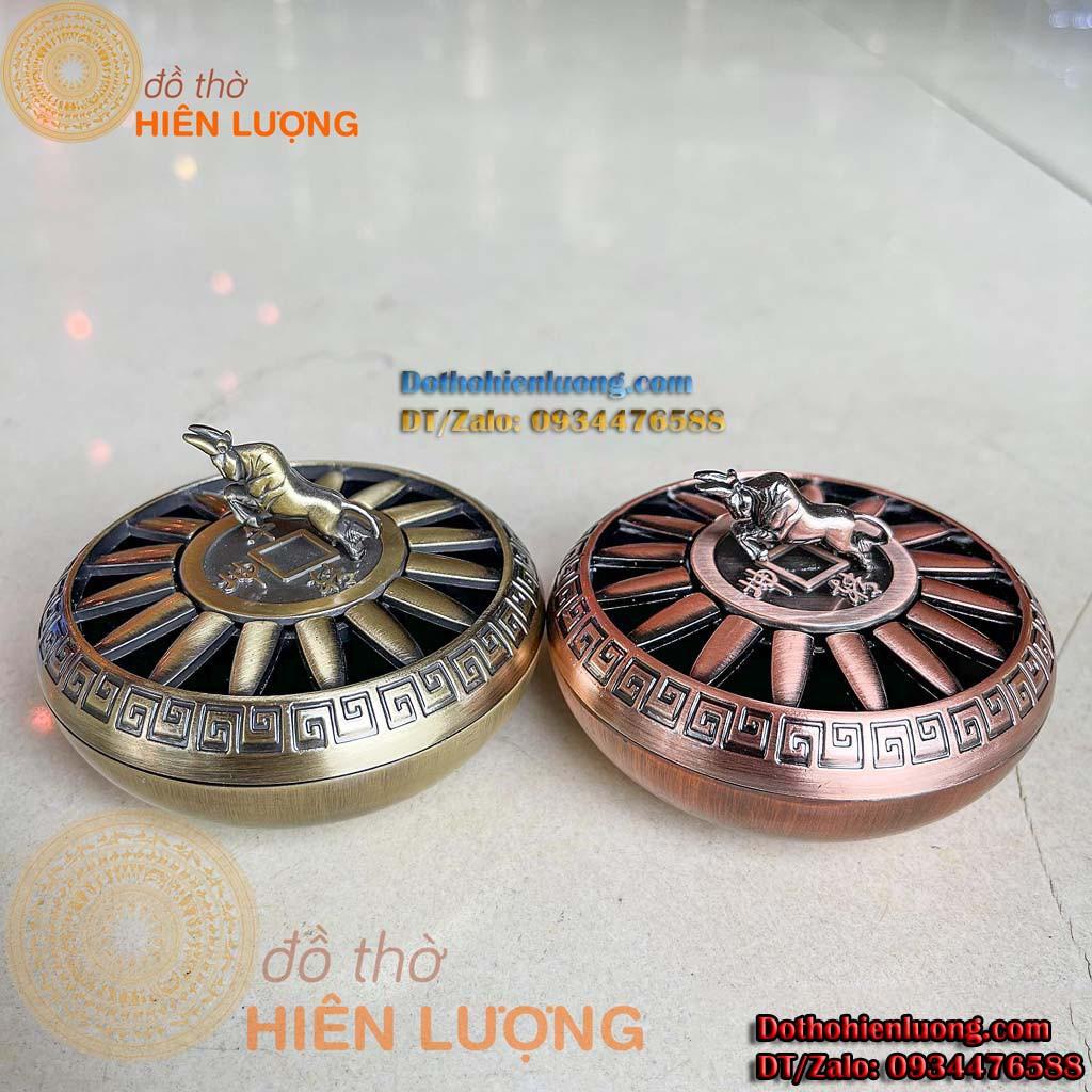 Lư Xông Trầm Nắp Xoay Linh Vật Trâu Bằng Đồng Phong Thủy Đẹp