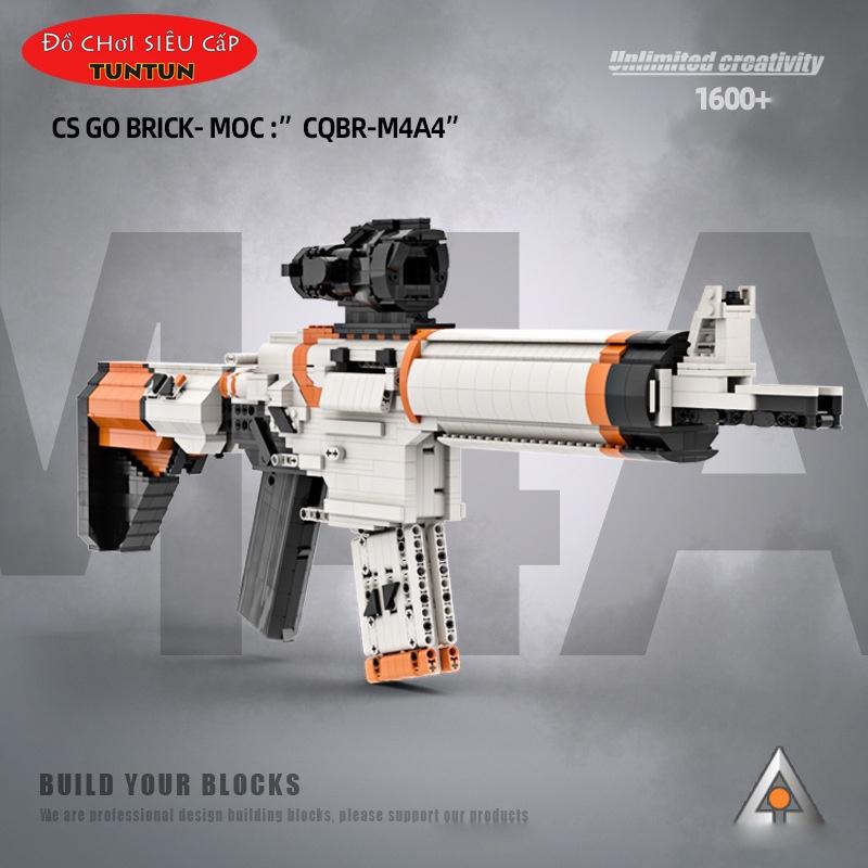 Đồ Chơi Lắp Ráp Trí Tuệ Súng Mô Hình Rifle M4A4 Asiimov CSGO, 1600+ Mảnh Ghép, Bản Thiết Kế Chuẩn 1:1