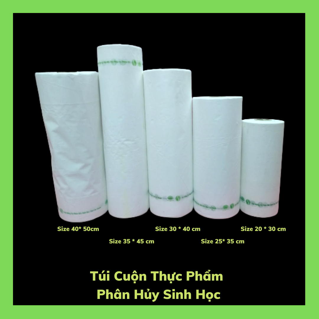 Sét 2 Kí Túi Ni Lông Đựng Thực Phẩm - Phân Hủy Sinh Học - Dạng Cuộn - Màu Trắng Sữa - 4 size /Set  2 Kilograms Of Bio-Degradable Nylon Food Bags - In Roll - Color Milky White - 4 Sizes