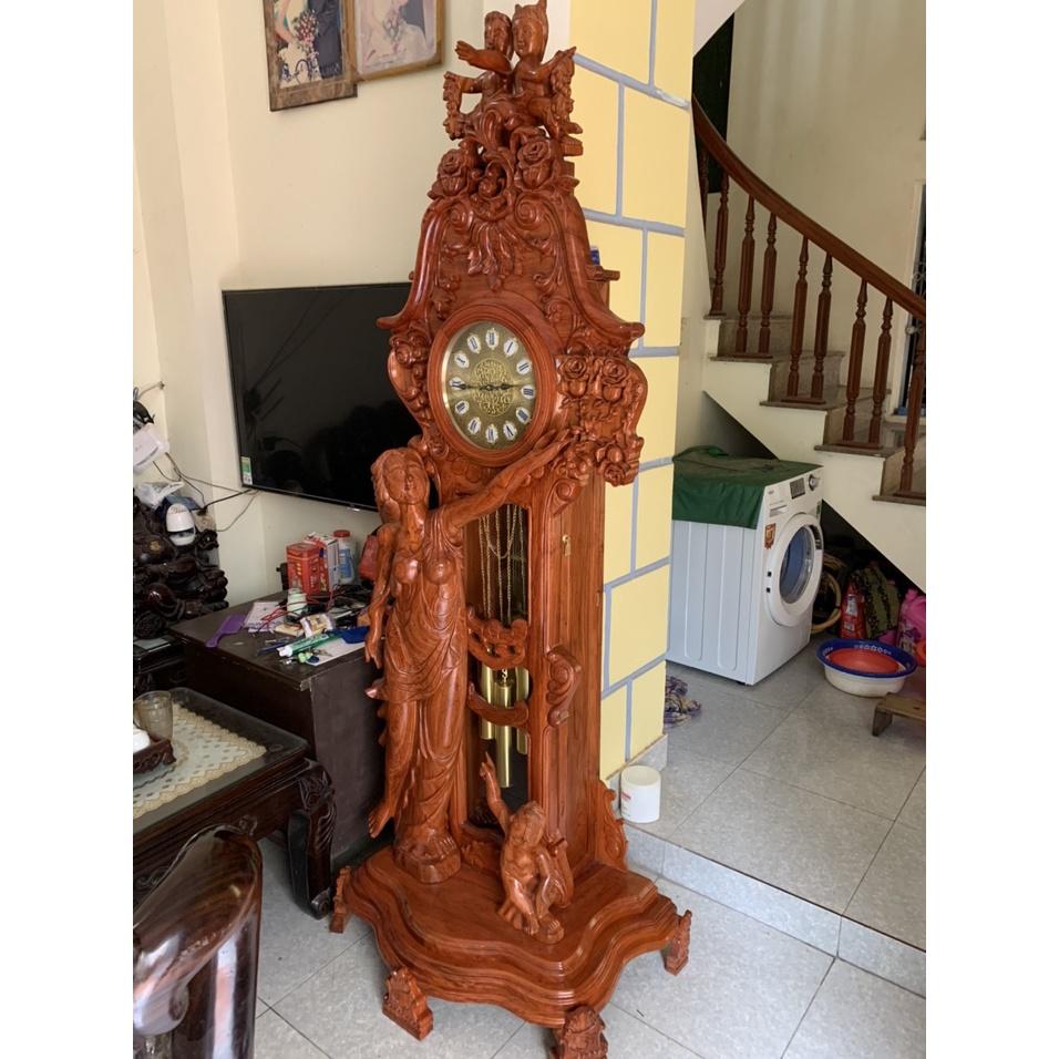 Đồng hồ cô tiên gỗ hương đá, gỗ gõ đỏ, hàng CỰC VIP, tuyển vân, tuyển gỗ loại 1