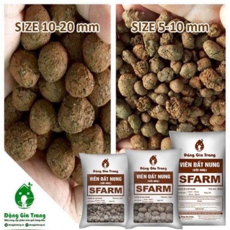 1kg Viên đất nung, đất sét nung, sỏi nhẹ SFARM, chuyên lót đáy chậu trồng cây, rải bề mặt chậu giúp thoáng đất