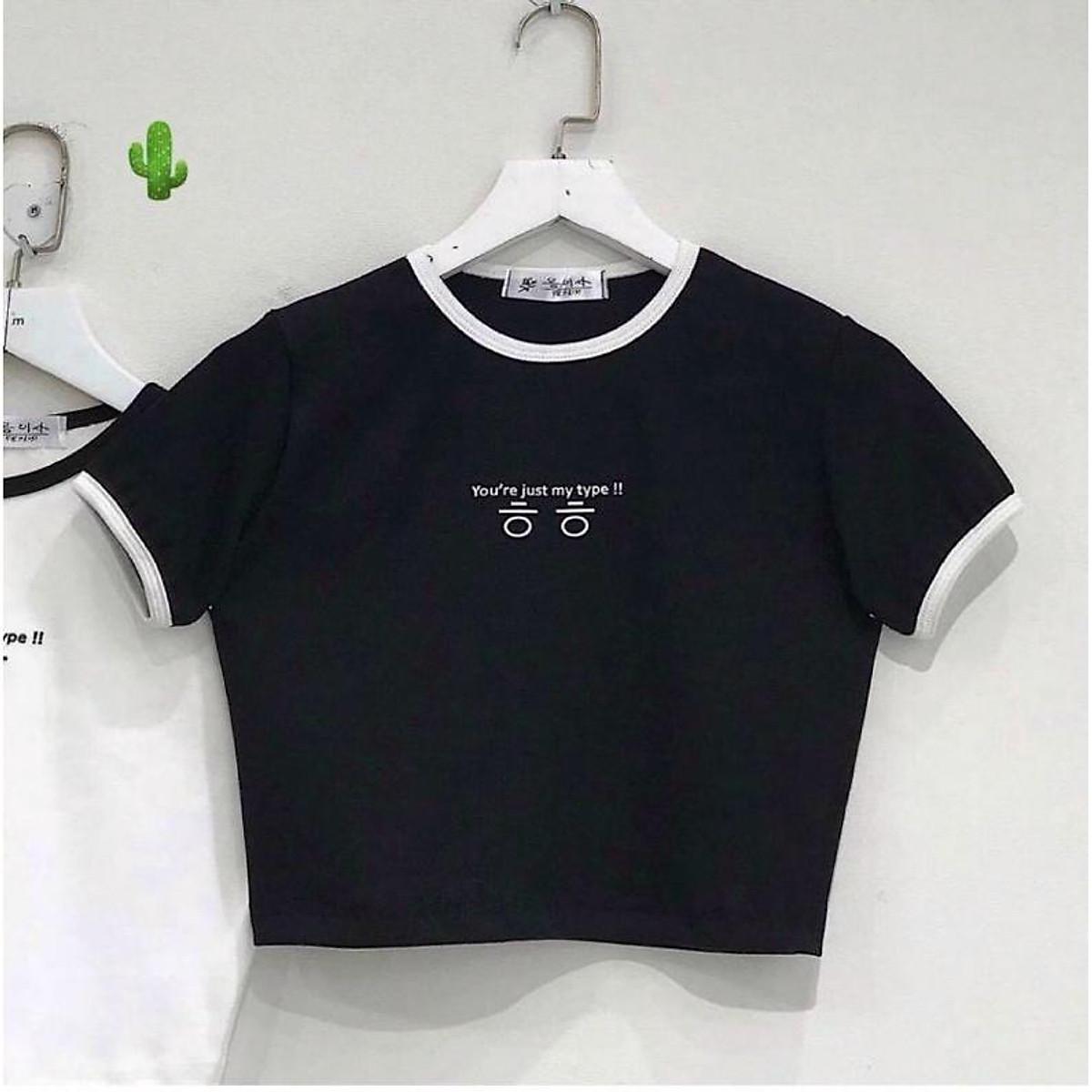 Áo croptop viền thêu chữ hàn alohaboutique