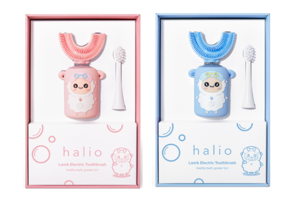 Set Hai Bàn Chải Đánh Răng Điện Chữ U Cho Bé Halio Smart Sonic U-Shaped Toothbrush Blue + Pink