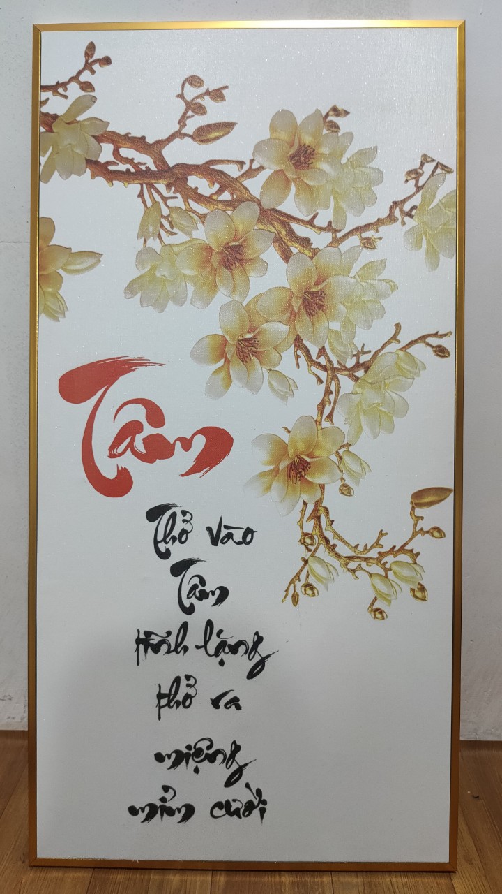 Tranh canvas HOA SEN TRẮNG hiện đại cực sang TẶNG KÈM ĐINH TREO