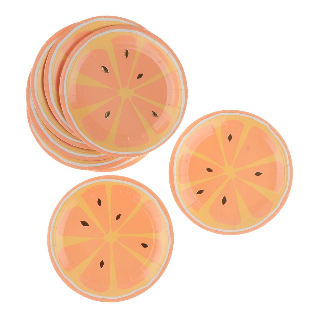 8 Pieces Gilding Fruit Lemon Paper Plates Disposable Party Cake Tray