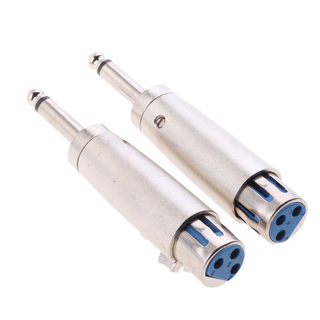 2 Pack XLR 3-Pin Female to 1/4" 6.35mm Mono Male Jack Audio Mic Adapter