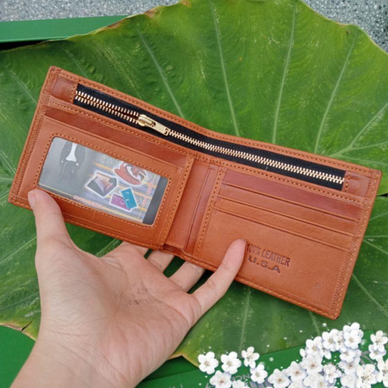Bóp Nam Da Bò Sáp Nguyên Tấm Dây Khoá Kéo Bằng Đồng Loại Tốt, Cam Kết Da Bò Sáp Vip Nguyên Tấm