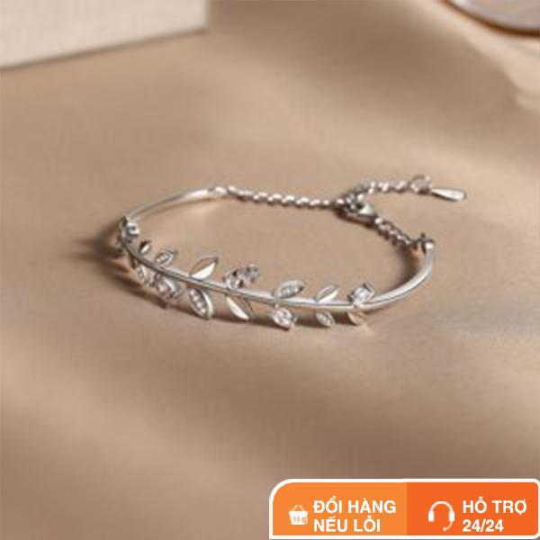 Vòng Đeo Tay Bạc Nữ Lylysilver Đính Đá Cành Tầm Xuân