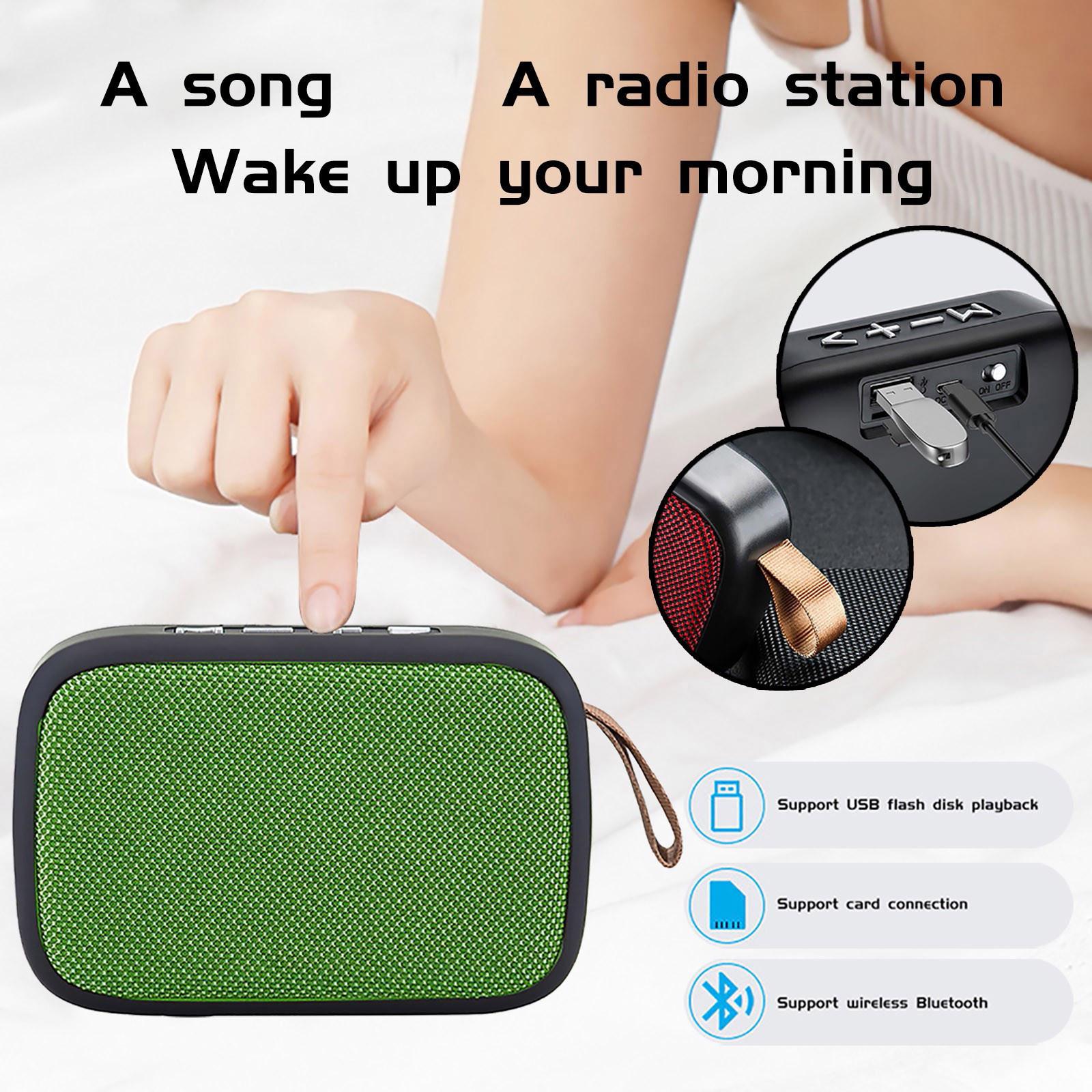 Thẻ SD FM di động âm thanh nổi dành cho điện thoại thông minh Bluetooth Loa máy tính xách tay không dây Color: Green Woofer Size/Full-Range Size: One Size