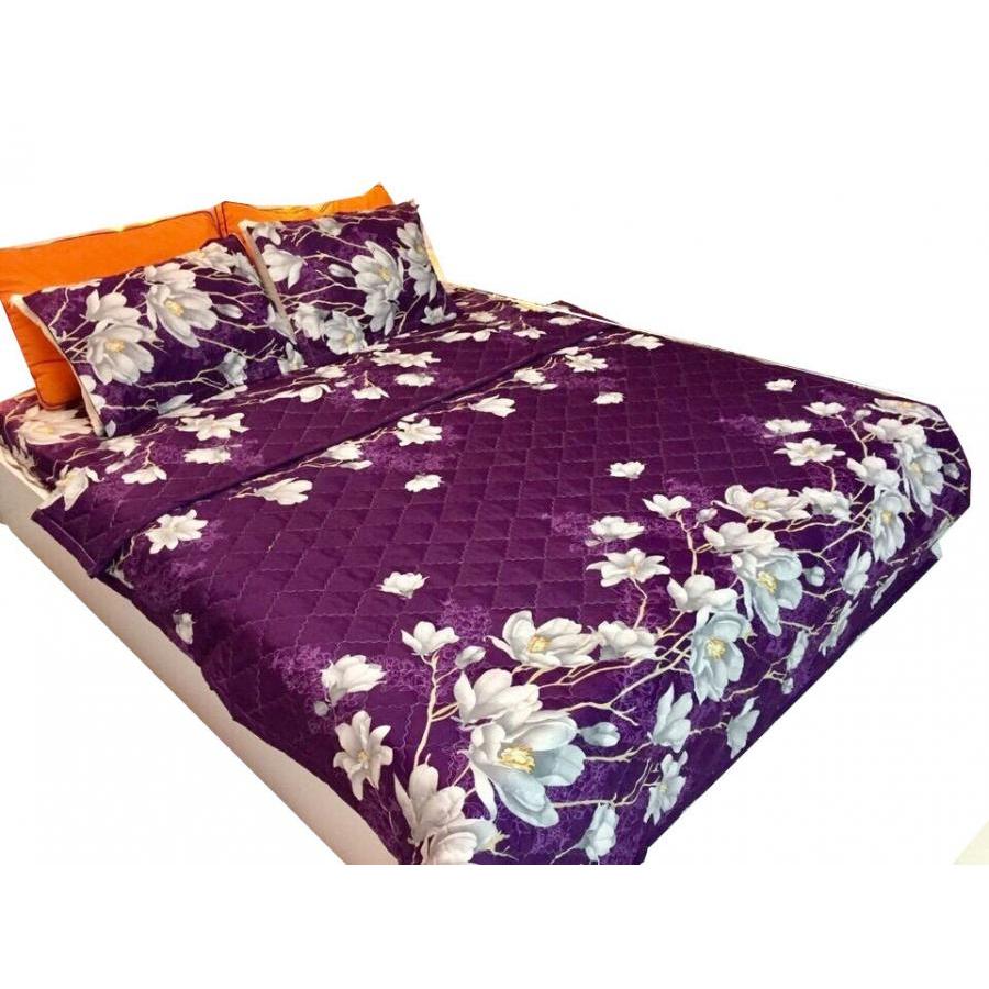 Set 5 món chăn hè ga chun Cotton Poly lan tím