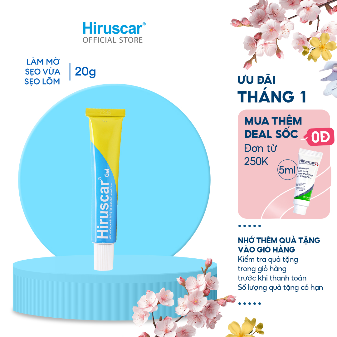 Gel Cải Thiện Sẹo Vừa, Sẹo Lõm, Sẹo Thâm Hiruscar 20G