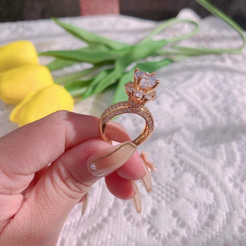 Nhẫn hột xoàn đá cao siêu sáng xi bạch kim cao cấp