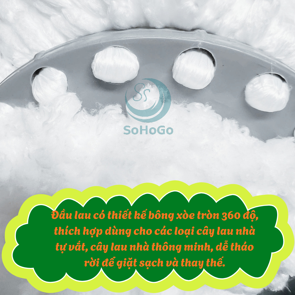 Bông Lau Nhà Đa Năng Microfiber Thấm Hút Cực Tốt -Đầu  Bông Lau Nhà Xoay 360 Độ Thay Thế – Sợi Bông Mịn Siêu Bền -Bông Lau Nhà Thay Thế Loại Tốt – Lắp Được Cho Nhiều Loại Cây Lau