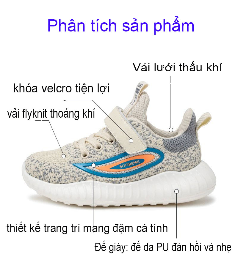 Giày thể thao trẻ em nam nữ dệt kim Phong Cách Nhật Bản mã 5885