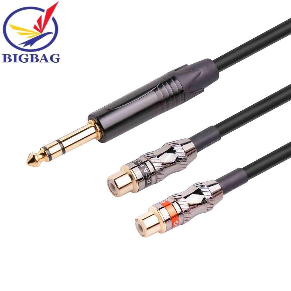 Cáp Chia Audio 6.35mm ĐầU CắM Sang Lỗ CắM 2RCA Mạ VàNg 24k