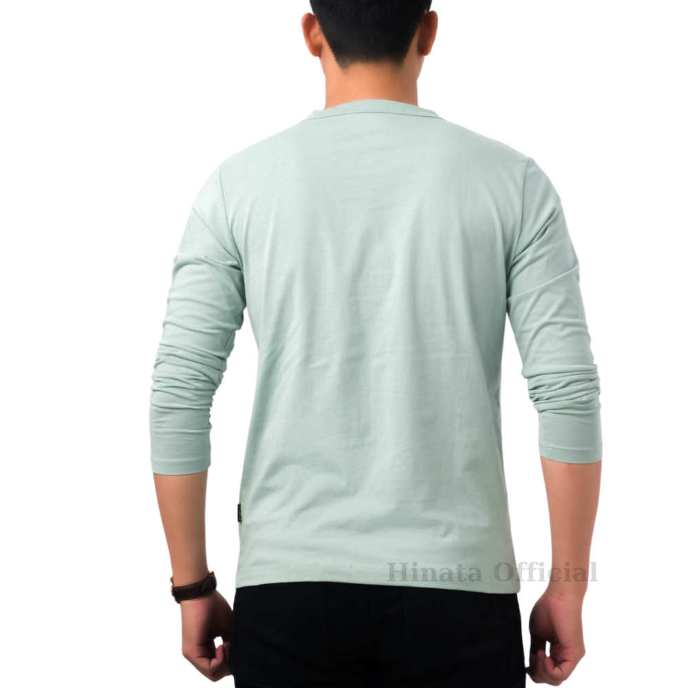 Áo Thun Nam Trơn Tay Dài, Áo Phông Nam Basic 100 Cotton Cao Cấp Hàng Hiệu Đẹp Thoáng Mát Tay Dài Màu Bạc Hà