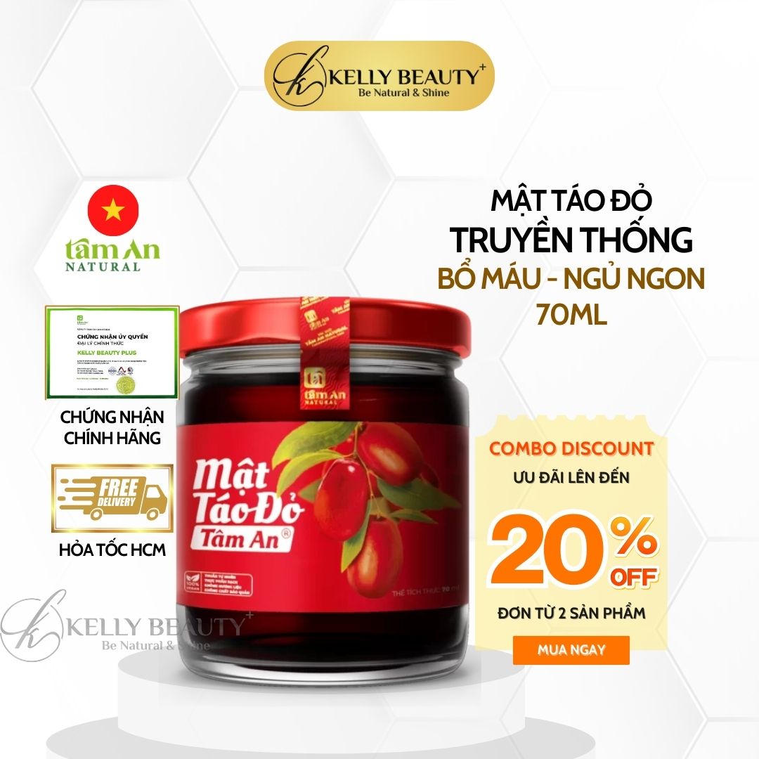 Mật Táo Đỏ Tâm An Thuần Chay - Bồi Bổ Khí Huyết, Da Tươi Trẻ Hồng Hào; Ngủ Ngon | Kelly Beauty