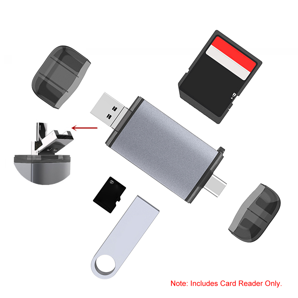Đầu đọc thẻ 6 trong 1 bộ kết hợp USB Type-C Micro USB & USB 2.0 đến Đầu đọc thẻ TF / SD với 2 khe cắm