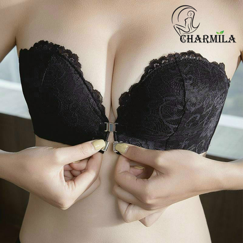 Áo ngực nữ cài trước chất ren phối su Charmila không gọng mã AN29