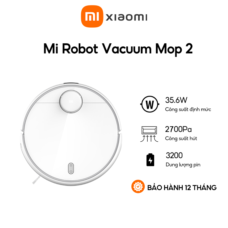 Robot hút bụi Xiaomi Vacuum Mop 2 10.000 lần rung/phút, lau nhà nhanh sạch vượt trội - Hàng chính hãng
