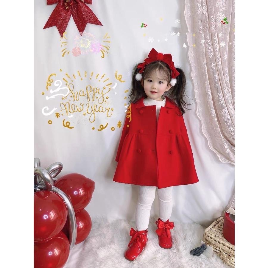 Hàng Cao Cấp Áo Dạ Đỏ 2 Lớp Siêu Xinh Cho Bé Yêu diện Noel - Tết - Đỏ đô