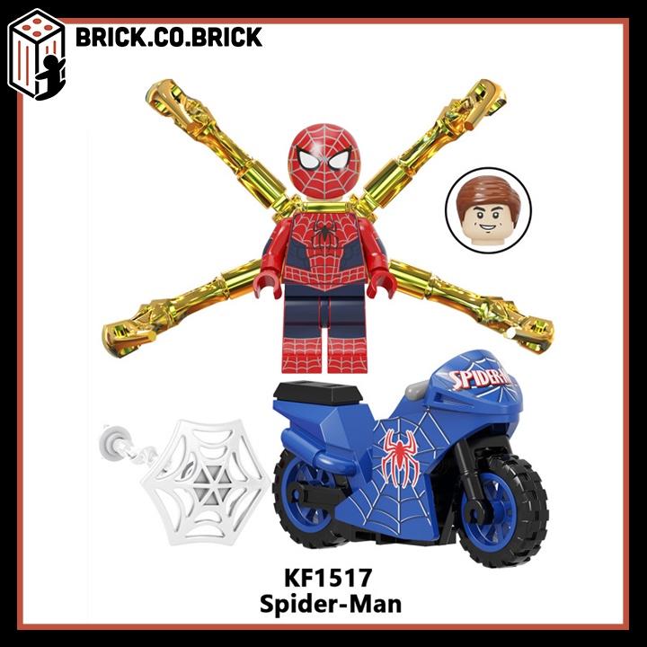 Người Nhện Spider Man Kèm Xe Mô tô cực chất Mô Hình Minifigure Siêu Anh Hùng Marvel Nhện Mạ đuôi vàng KF6137 - KF1523
