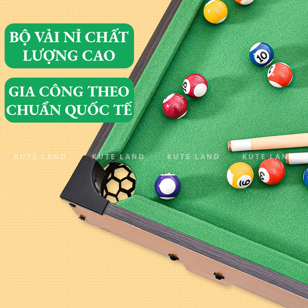 Bàn bida cỡ lớn chân dài 69x37x60 cm bằng gỗ thảm vải nỉ bia dành cho trẻ em và người lớn giải trí thư giãn