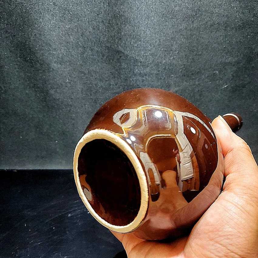 Nậm Rượu Bát Tràng 500ML gốm men sứ cao cấp mẫu Hồ Lô cao màu nâu đỏ - Bình Đựng Rượu Gốm Sứ