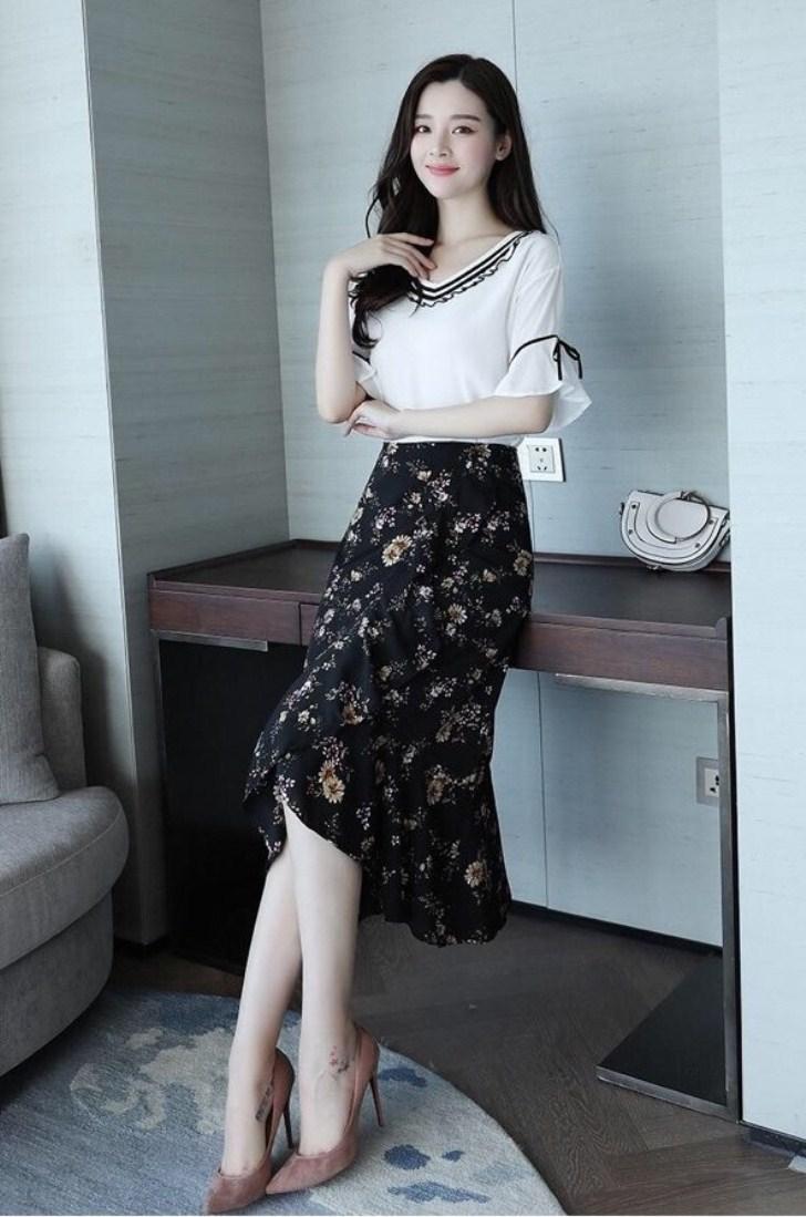 Set bộ kèm chân váy hoa BY4338