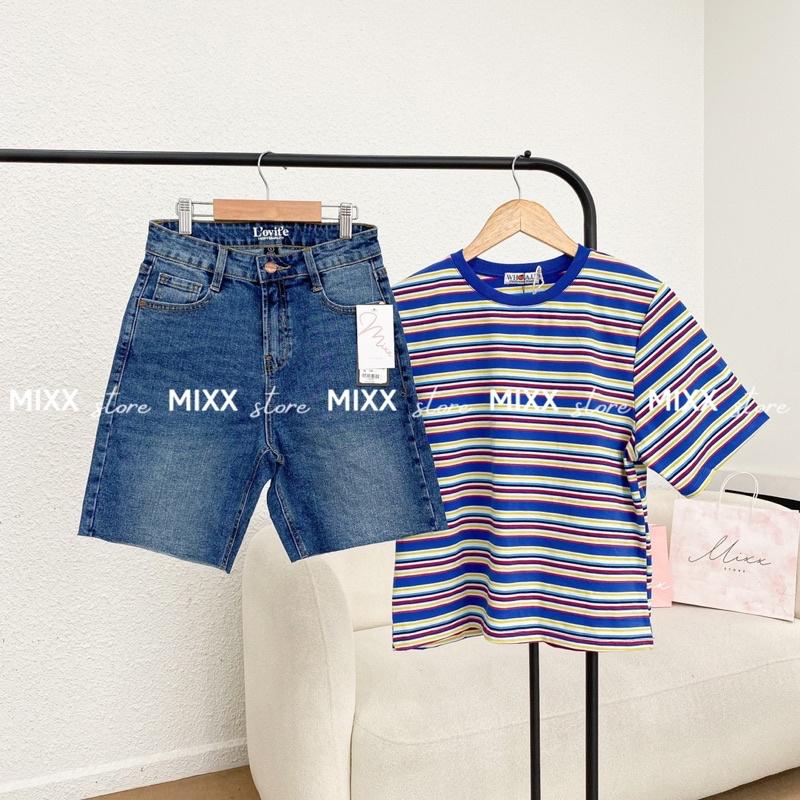 Quần Jean Nữ Ngố lưng cao cắt gấu phom suông chất co giãn thoải mái phom chuẩn đẹp