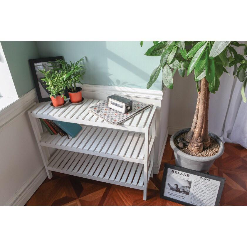 Kệ Giày Dép Cao Cấp / Kệ Gỗ Trang Trí Decor - Wooden Bench 3fm - Màu Trắng