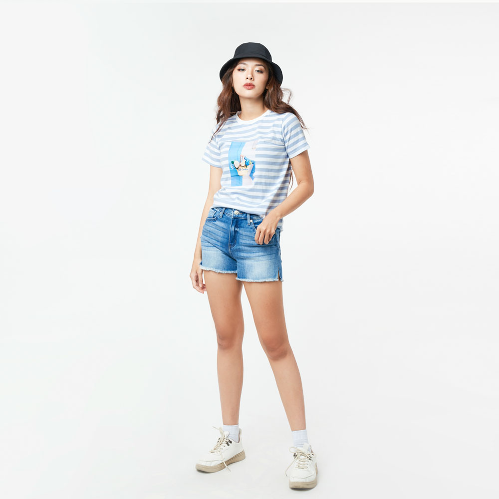 Ninomaxx Quần short Jean Nữ chất cotton pha spandex 2202016