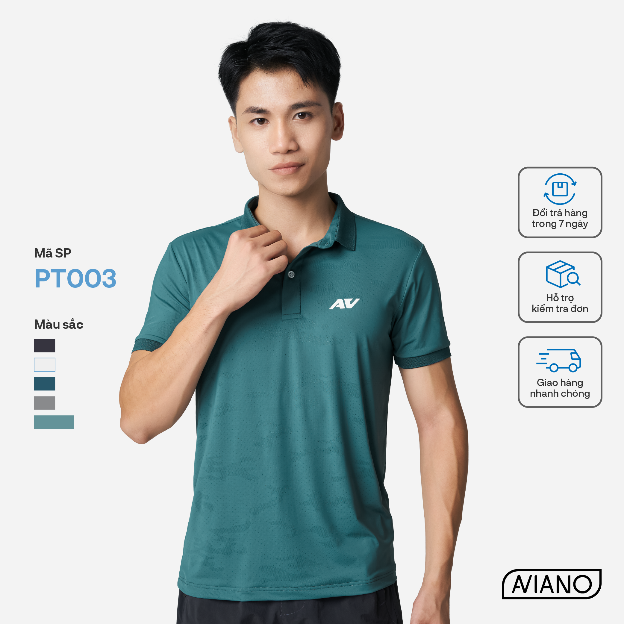 Áo Polo Thể Thao Nam Công Nghệ Microfiber Dryfit Siêu Mát AVIANO, Áo Polo Nam Chất Liệu Thoáng Khí, 5 Màu Basic