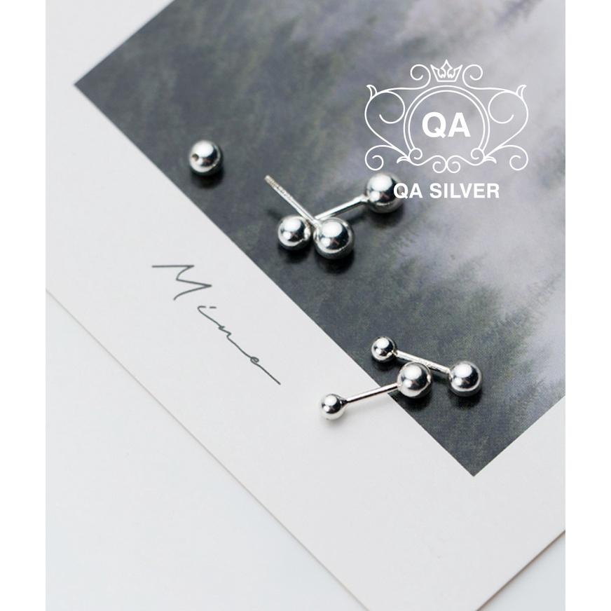 Khuyên tai bạc 925 bi chốt vặn bông nam nữ tối giản S925 MINIMAL Silver Earrings QA SILVER EA220401