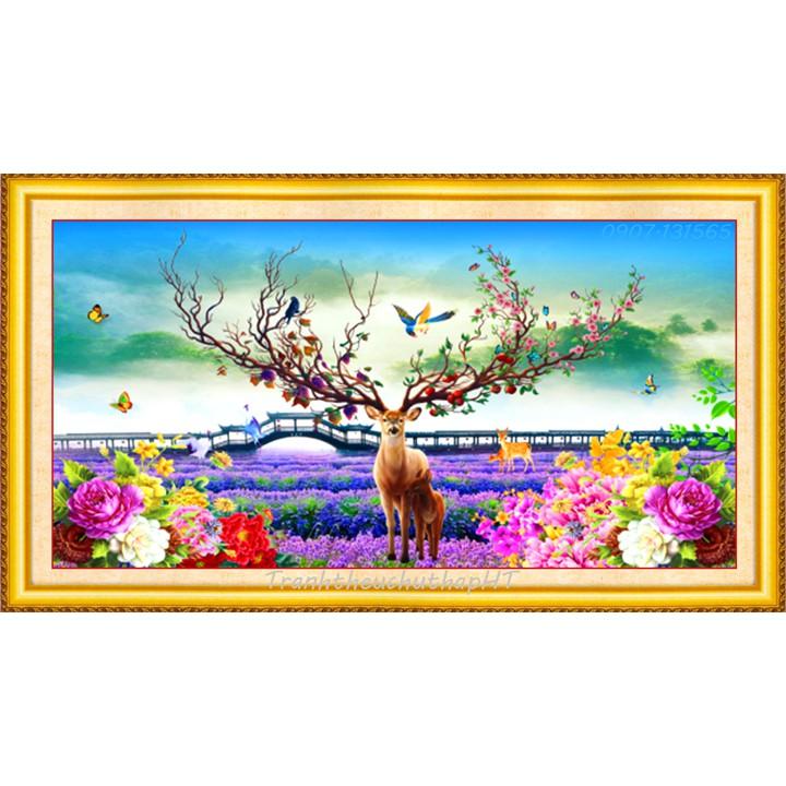 Tranh thêu chữ thập Tài lộc lâm Môn LV3350 94*47CM - tự thêu