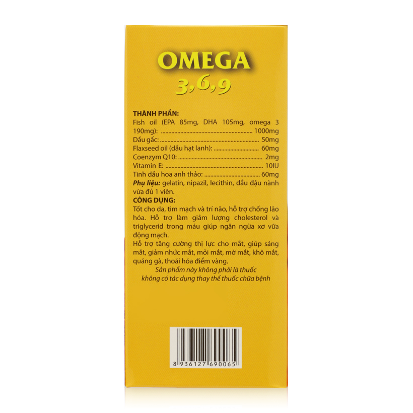 Viên Uống Omega 3, 6, 9 bổ não, tăng trí nhớ, sáng mắt ( 60 Viên )