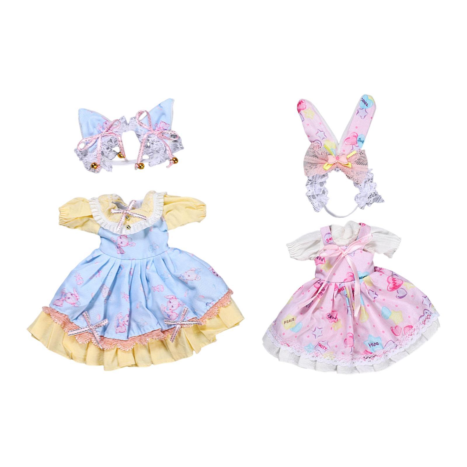 2 Pieces Fashion Doll Clothes Dress Set Handmade Outfits for 12'' inch Dolls