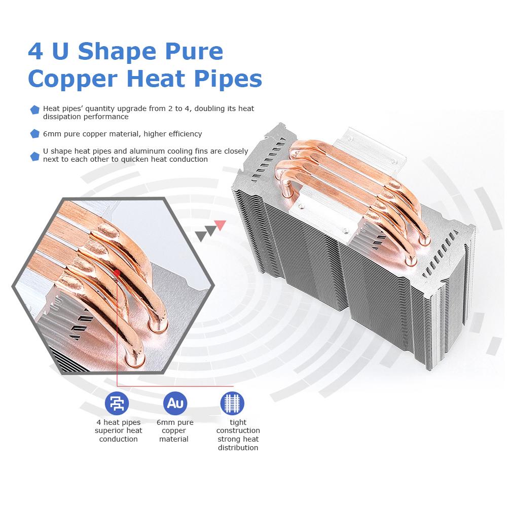 Bộ tản nhiệt làm mát CPU SOPLAY CPU Cooler 4 Heatpipes 4pin 12cm