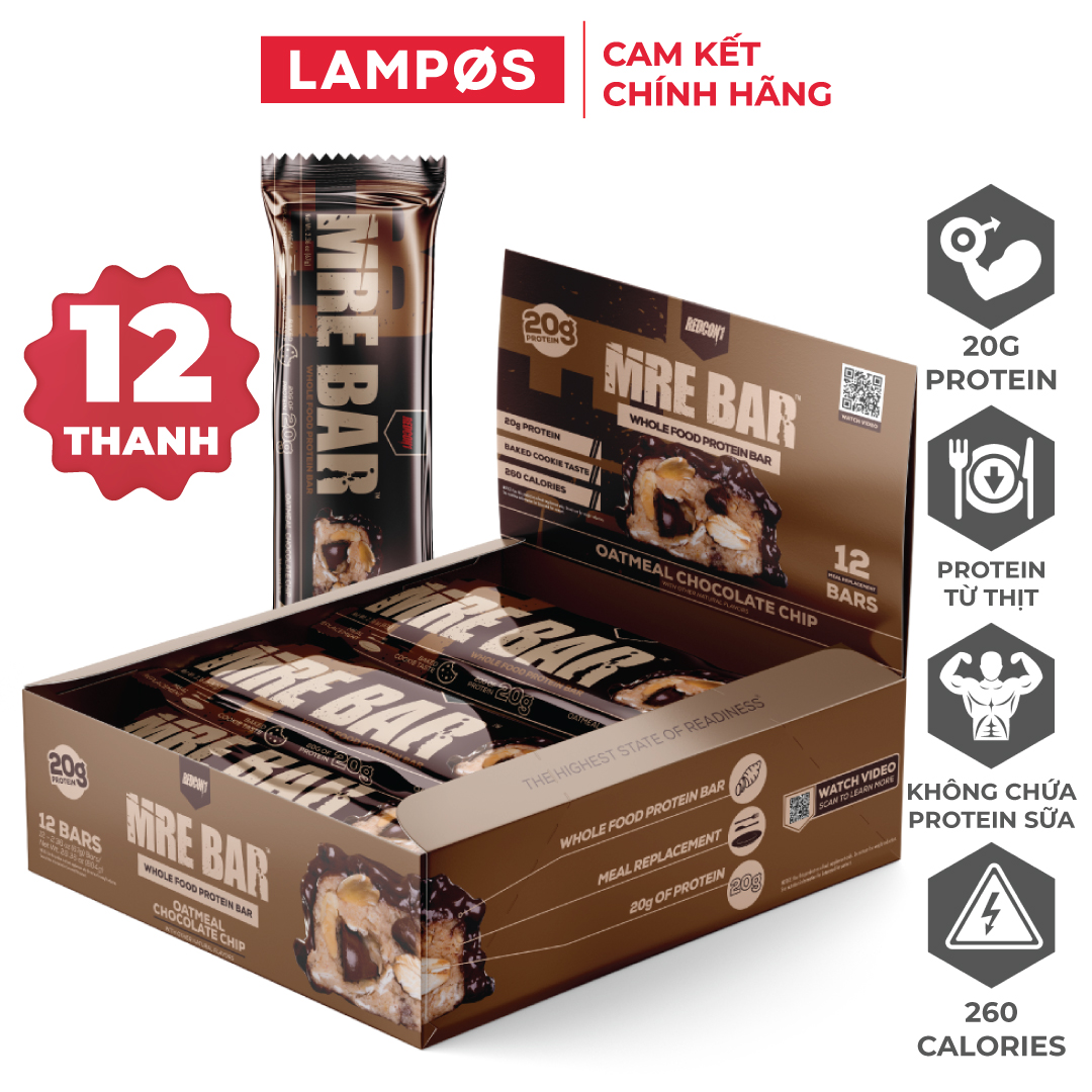 [Chính hãng] Thanh Protein MRE Bar Redcon1, Bữa ăn thay thế tiện lợi với 20g protein | Nhập khẩu USA