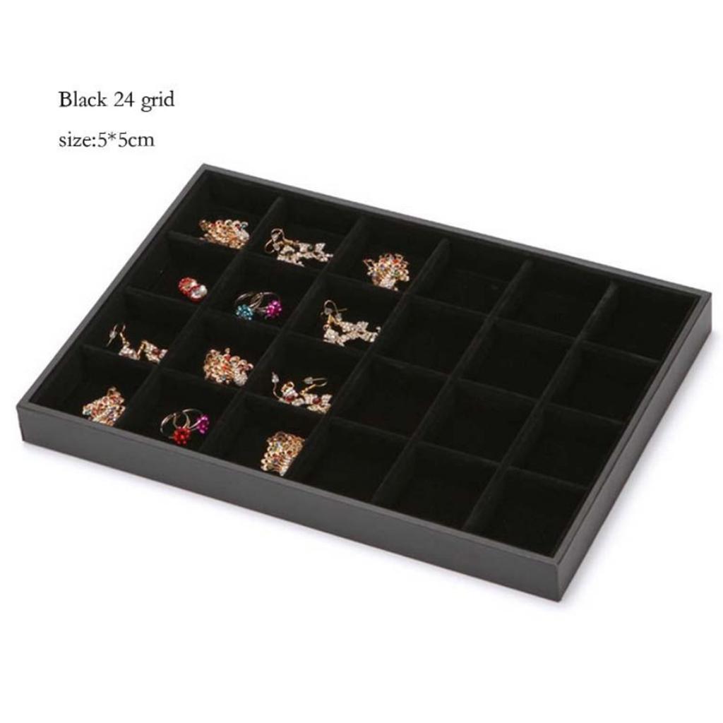 Velvet Bracelet Bangle Watch Jewelry Display Tray Storage Case Box 24/36 Grid