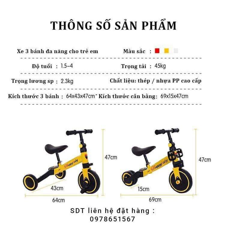 Xe Cân Bằng Happy Baby Kiêm Xe Đạp 3 Bánh Và Xe Chòi Chân