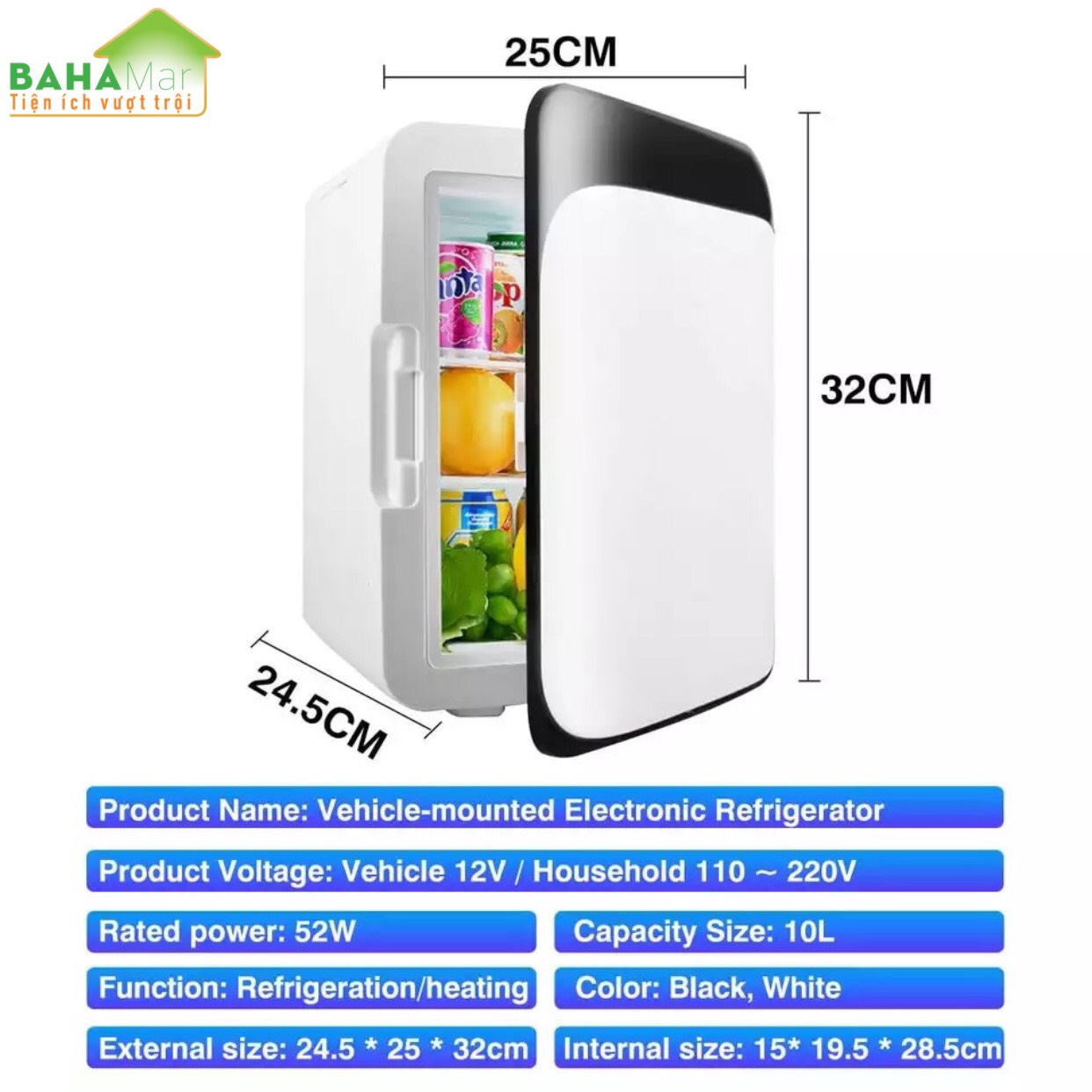 TỦ LẠNH MINI 10L ĐỂ XE Ô TÔ, VĂN PHÒNG, PHÒNG NGỦ... THUẬN TIỆN MANG ĐI DÃ NGOẠI, CẮM TRẠI."BAHAMAR"