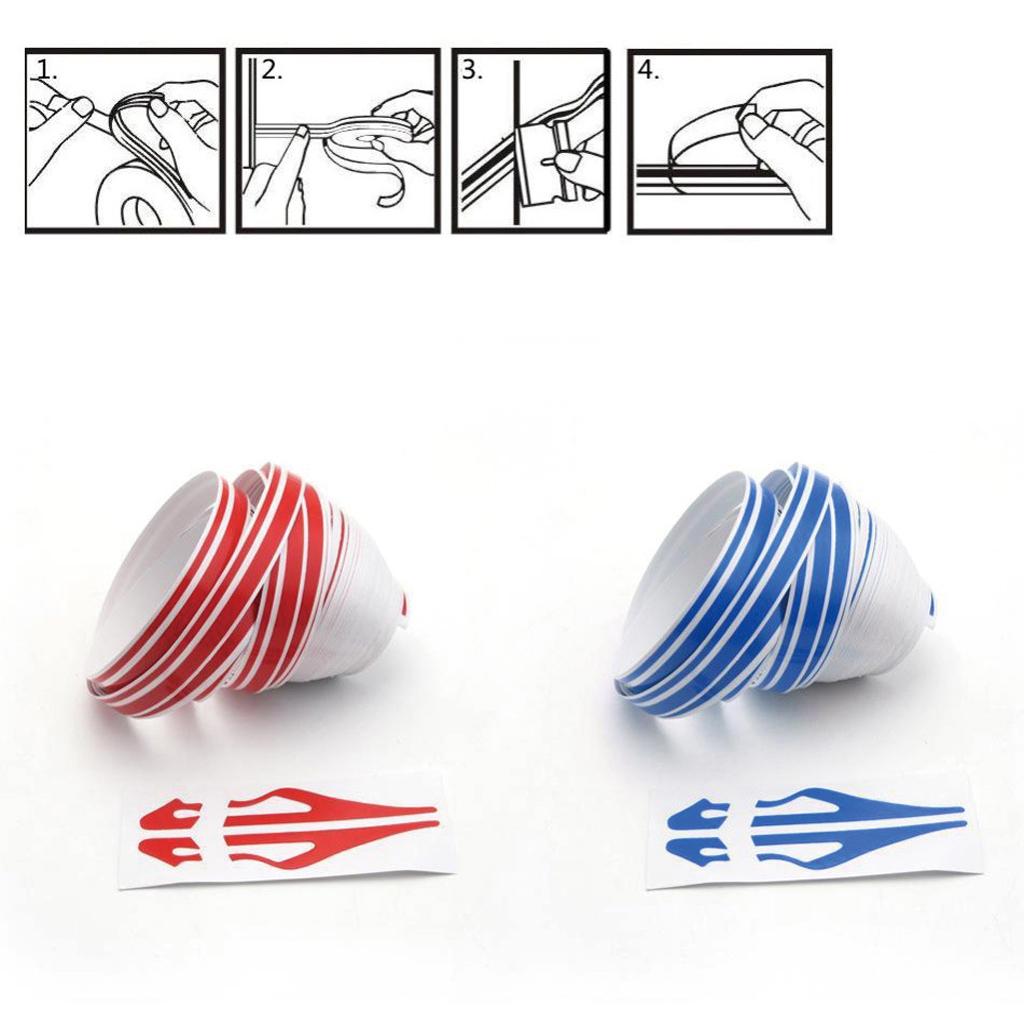 2x Brooches Stripe Tape Vinyl Decal Car Sticker Steamline Dual Line Red