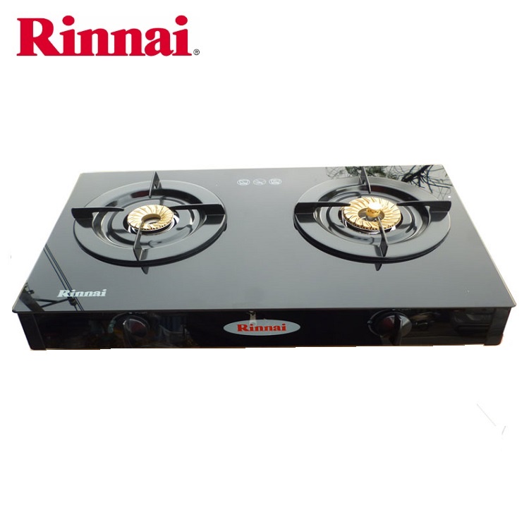 Bếp gas 6 tấc Rinnai RV-6 Double Glass (B), Chén đồng có đầu hâm tiết kiệm gas - Hàng chính hãng