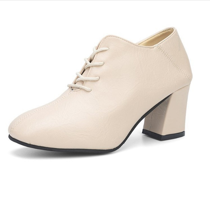 Giày oxford đế vuông 7 phân mũi bầu trơn S020