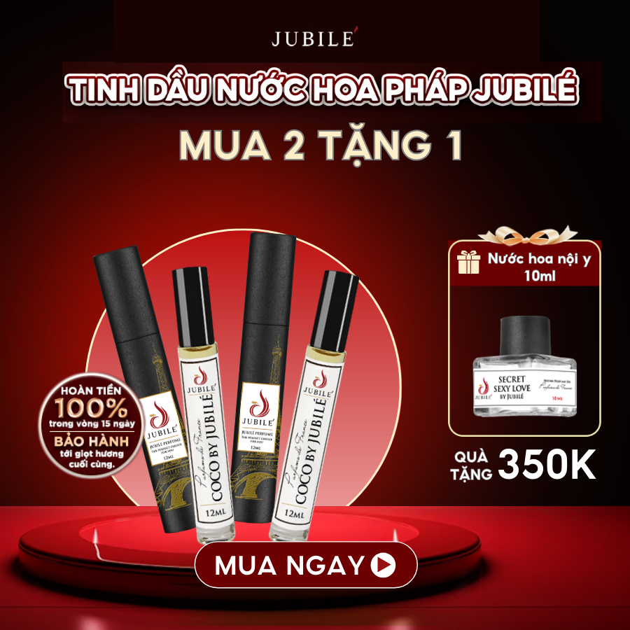 Combo 2 Chai Tinh Dầu Nước Hoa Pháp Jubilé 12ml Lăn, Nước Hoa Pháp cao cấp Thơm Lâu
