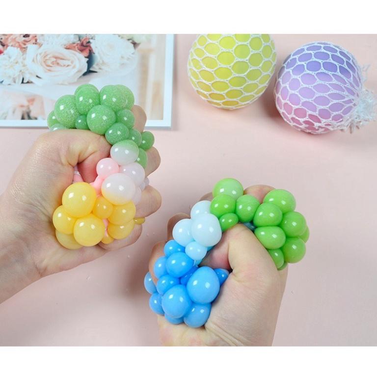 Trứng Lưới Đổi 2 màu Slime Nho Trút Giận, Quả Bóng Lưới Slime Gudetama Squishy Mochi